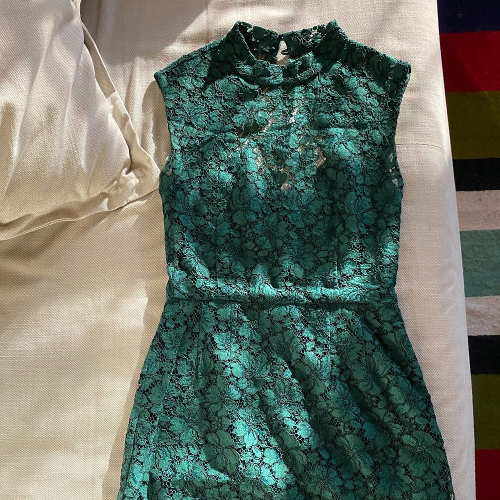 SANDRO - green lace cockail dress